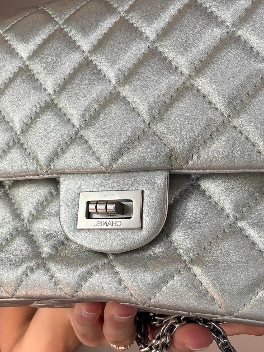 CHANEL Silver 225 Flap Bag